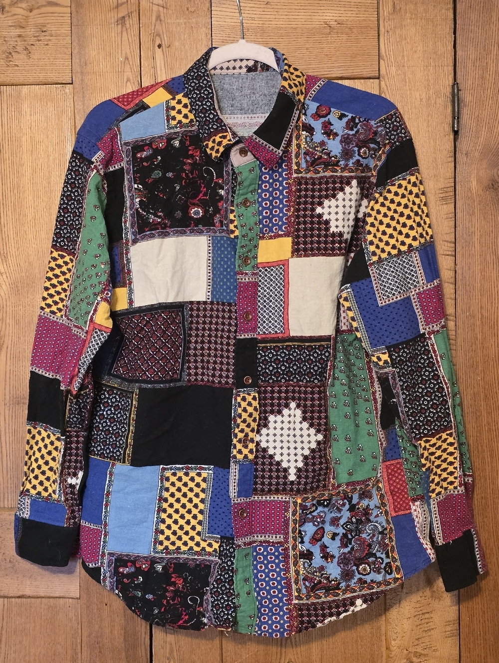 Vintage Patchwork Button-Down Shirt